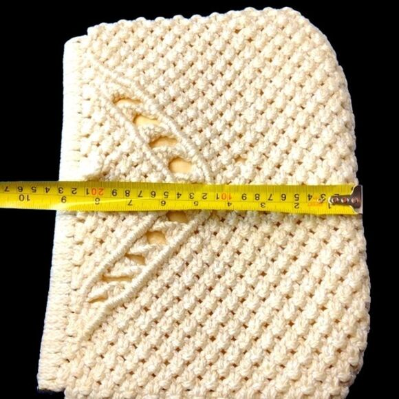 Vintage Macrame Crochet Off-White Clutch Purse Bag - Picture 8 of 8